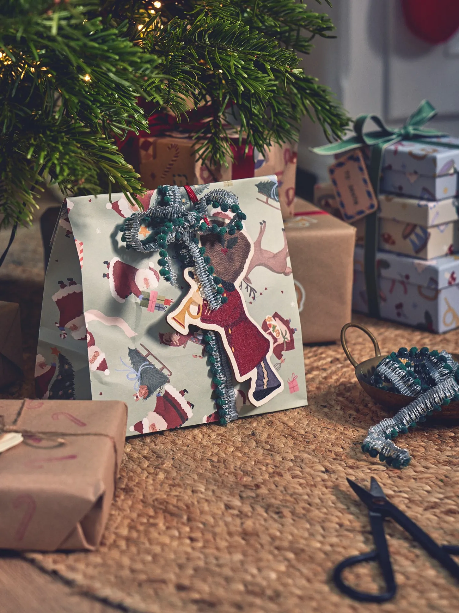 Hot Gavebånd Med Ornament JuleInnpakning|Gavebånd