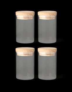 New Glass Med Lokk - 4 Stk Kjøkkentilbehør